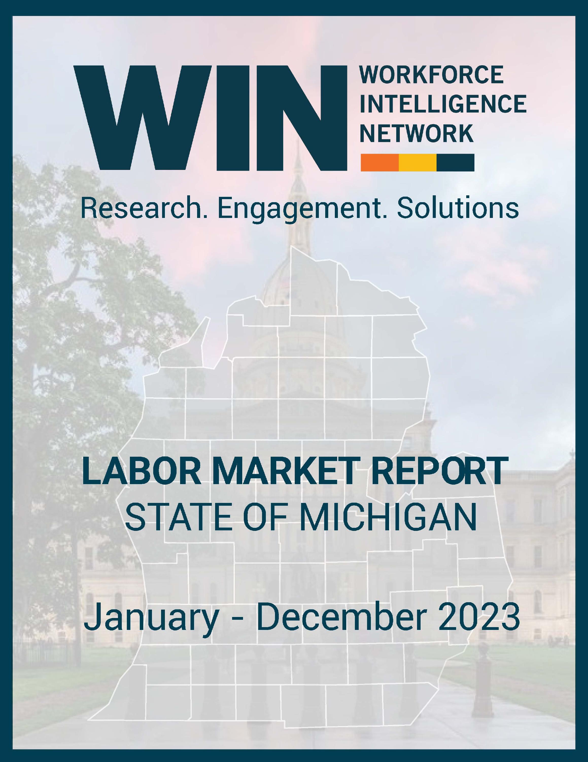 Labor Market Cover page with text and photo of capital